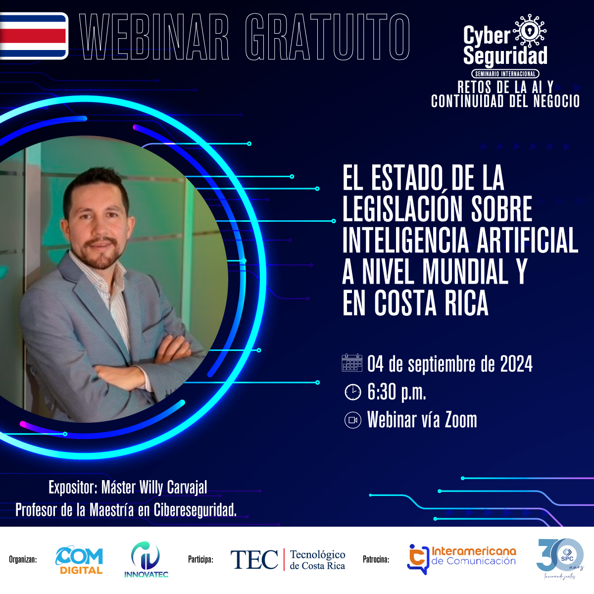 Webinar: El Estado de la Legislación sobre Inteligencia Artificial a Nivel Mundial y en Costa Rica